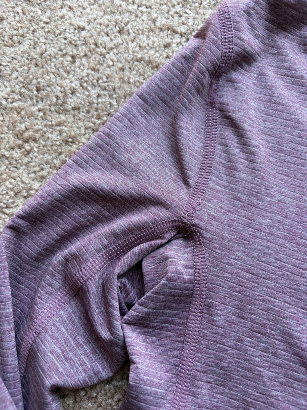 Janji Lightweight Long Sleeve Running Tee Purple Red Brown Heather XS - Picture 6 of 7